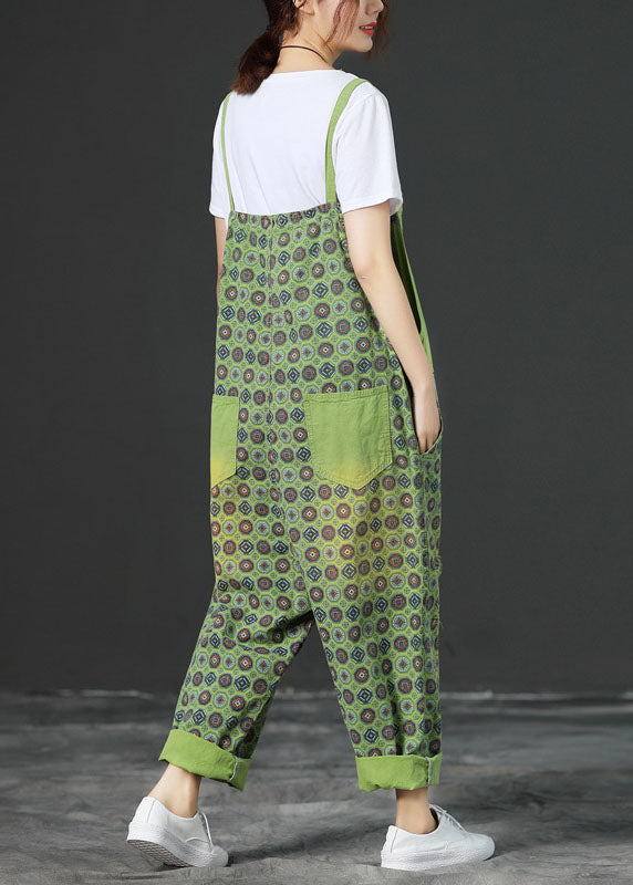 Plus Size Grüner Jumpsuit mit weitem Bein Frühling