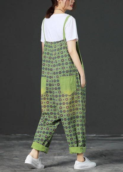 Plus Size Grüner Jumpsuit mit weitem Bein Frühling