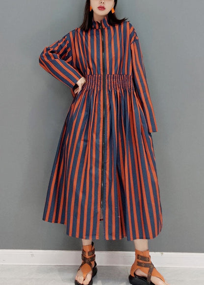 Plus Größe Rot Zip Up Gestreiften urlaub Kleider Frühling