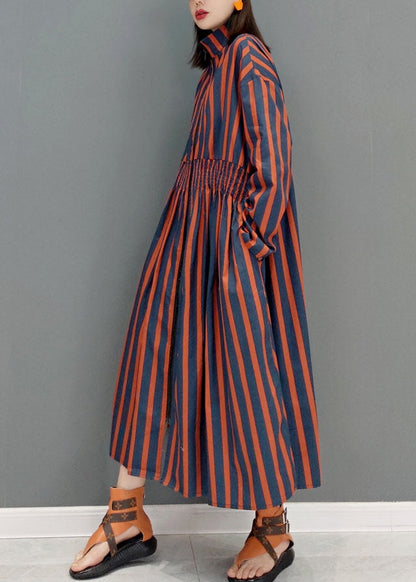 Plus Größe Rot Zip Up Gestreiften urlaub Kleider Frühling