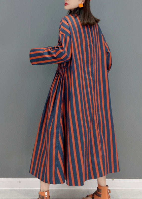 Plus Größe Rot Zip Up Gestreiften urlaub Kleider Frühling