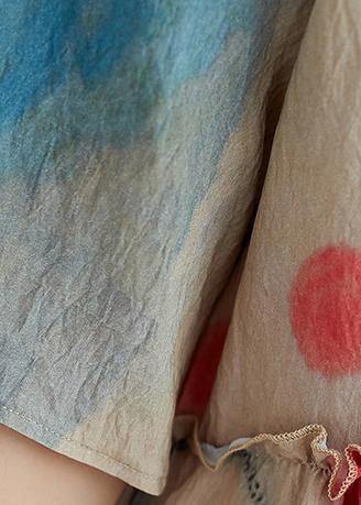 Plus size women's summer dress printed skirt dress - SooLinen