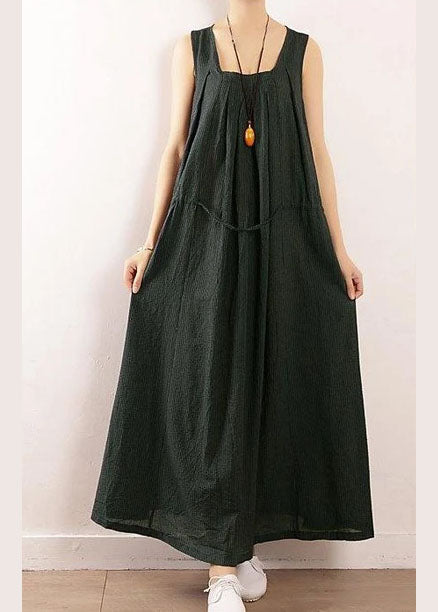 Sommerliches Leinenkleid mit Schokoladenkragen in Übergröße