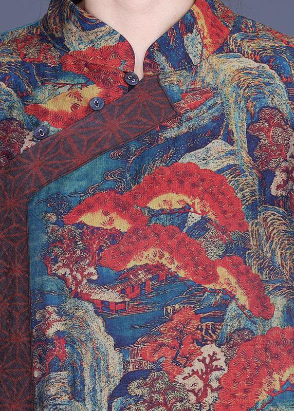 Print Retro Oriental Patchwork Summer Silk Dress - SooLinen