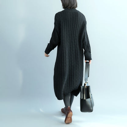 Pullover Pullover Kleider Damen O Hals schwarz übergroßen Strickkleid