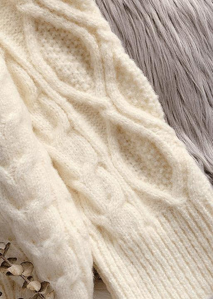 Pullover beige Sweater weather Street Style o neck baggy Hipster knitted tops - SooLinen