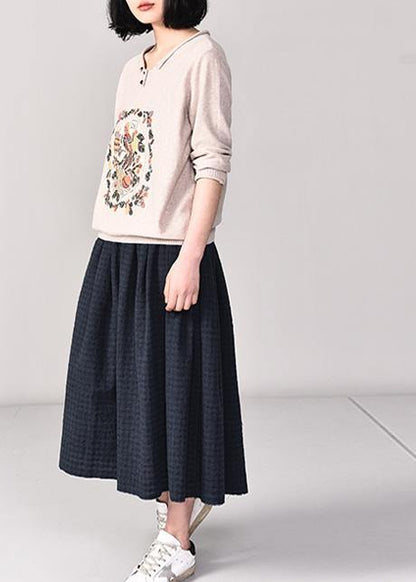 Pullover beige knitted jackets plus size clothing v neck sweaters long sleeve - SooLinen