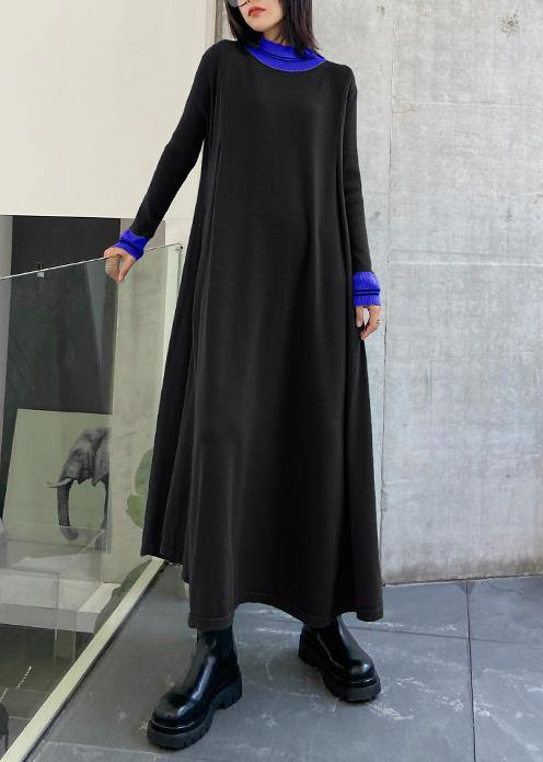 Pullover green Sweater dresses plus size o neck exra large hem DIY  sweater dresses - SooLinen