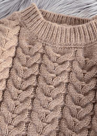 Pullover khaki Sweater Wardrobes Street Style o neck thick oversize fall knitwear - SooLinen