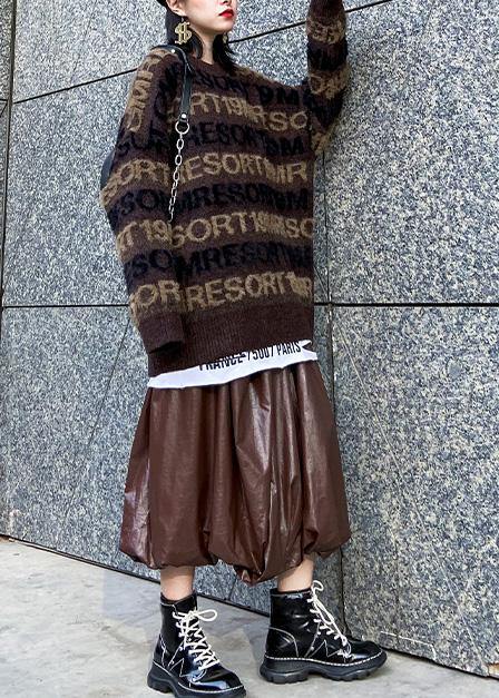 Pullover winter chocolate sweaters plus size alphabet knit blouse - SooLinen