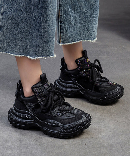 Purple Lace Up Breathable Mesh Splicing Suede Platform Sport Shoes