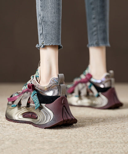 Lila Schnürschuhe mit Zirkonia-Verzierung und Plateau für Damen