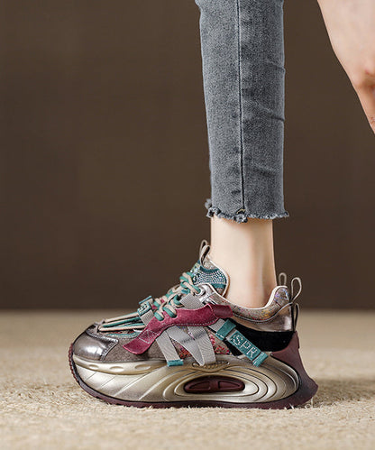 Lila Schnürschuhe mit Zirkonia-Verzierung und Plateau für Damen