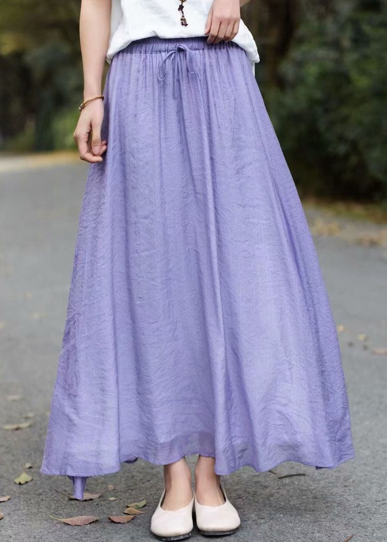 Lila Patchwork Baumwolle Röcke Elastische Taille Faltig Sommer