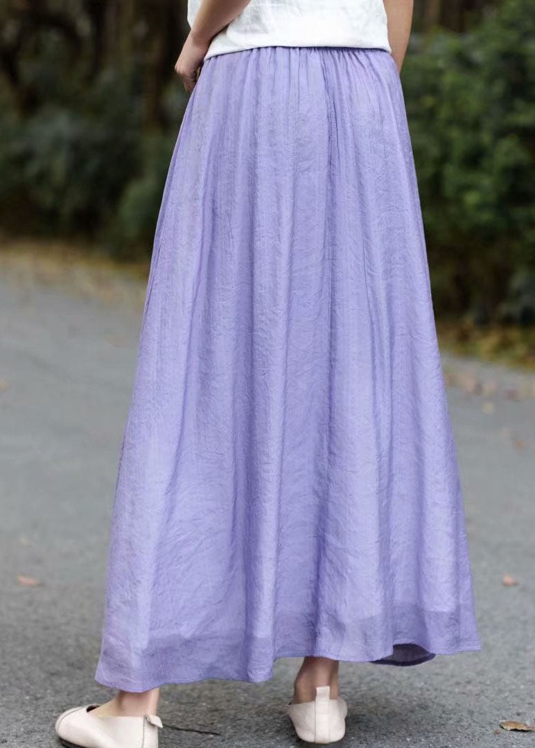 Lila Patchwork Baumwolle Röcke Elastische Taille Faltig Sommer