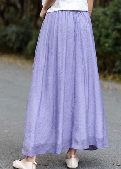 Lila Patchwork Baumwolle Röcke Elastische Taille Faltig Sommer