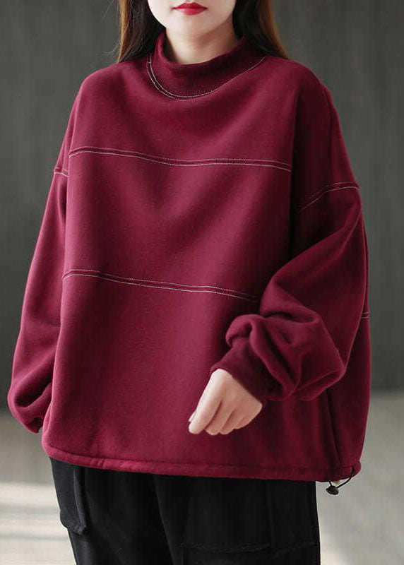 Lila Rot dicke Warme Fleece Casual Sweatshirts Top Winter