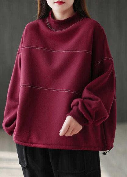 Lila Rot dicke Warme Fleece Casual Sweatshirts Top Winter