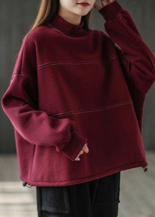 Lila Rot dicke Warme Fleece Casual Sweatshirts Top Winter