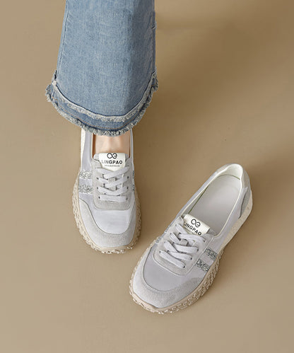 Lila Wildleder-Schnürschuhe mit Ziernähten für Damen