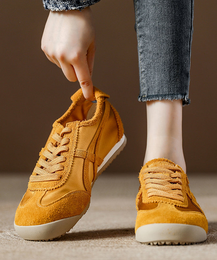 Zapatos planos cómodos con cordones y empalme de ante morado