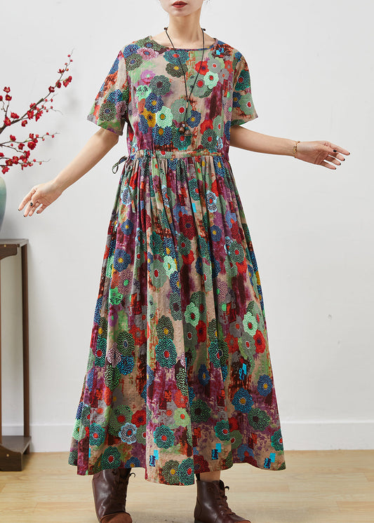 Lila Tie Dye Baumwolle Urlaub Kleid Cinched Sommer
