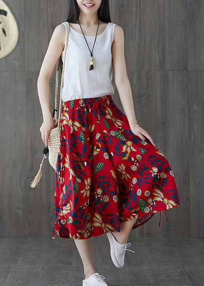 Real shot 2019 summer original ethnic style pants trousers cotton pants elastic waist cropped pants wide leg pants - SooLinen