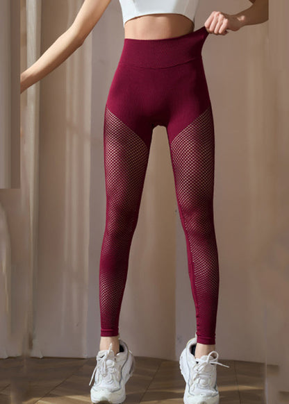 Red Butt Scrunch Tulle Patchwork Solid Capri Surf Leggings