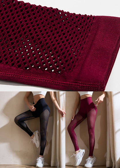 Red Butt Scrunch Tulle Patchwork Solid Capri Surf Leggings