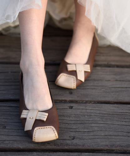 Red Comfy Cowhide Leather Splicing Penny Loafers