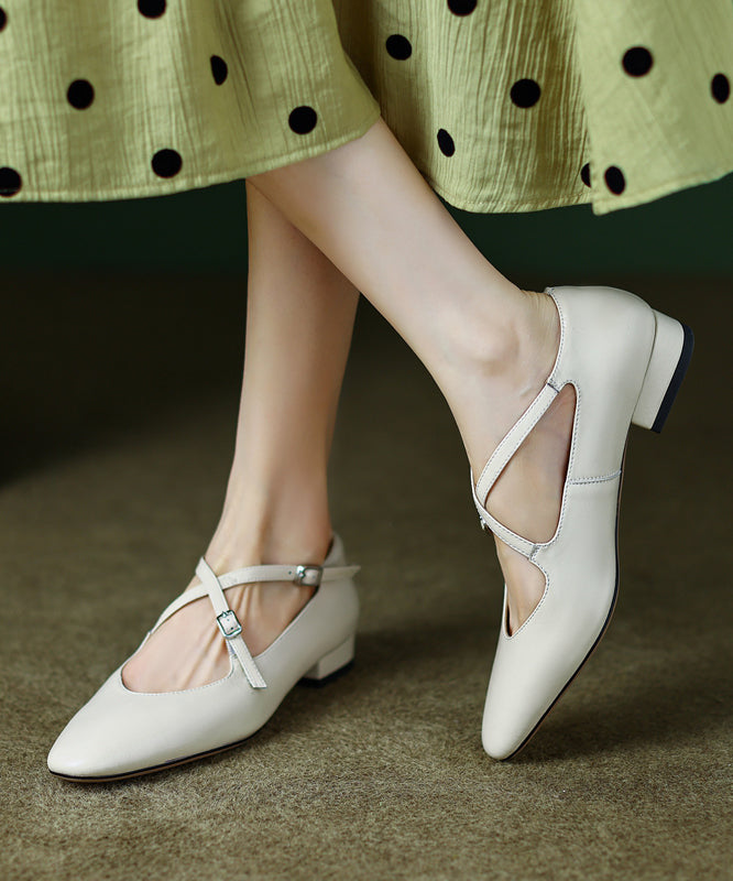 Red Cowhide Leather Cross Strap Splicing Chic Flat Feet Shoes