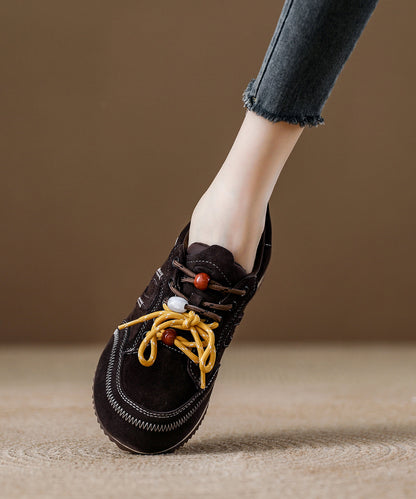 Rote Wildleder-Plateau-Ballerinas mit Schnürung