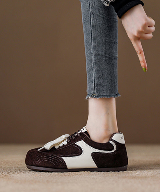 Rote Schnür-Plateau-Wildleder-Flats mit modischem Spleiß-Design