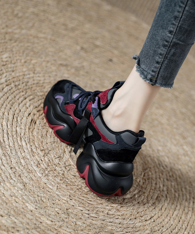 Rote, stylische Wildleder-Plateau-Sportschuhe mit Schnürung