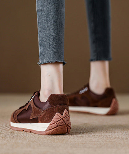 Rote Schnürschuhe mit Wildleder-Plateau-Absatz für flache Füße