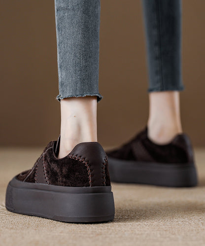 Zapatos planos informales con plataforma y cordones de ante rojo