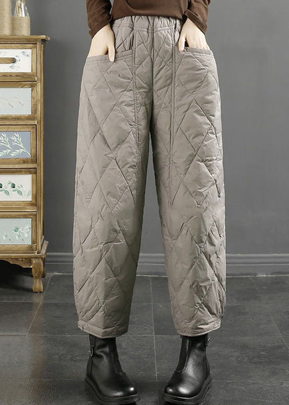 Rote, original designte, dick mit feiner Baumwolle gefüllte Cropped-Hose