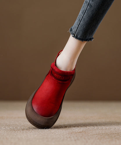 Botas cómodas de piel de vacuno con plataforma roja