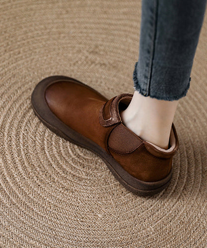 Botas cómodas de piel de vacuno con plataforma roja