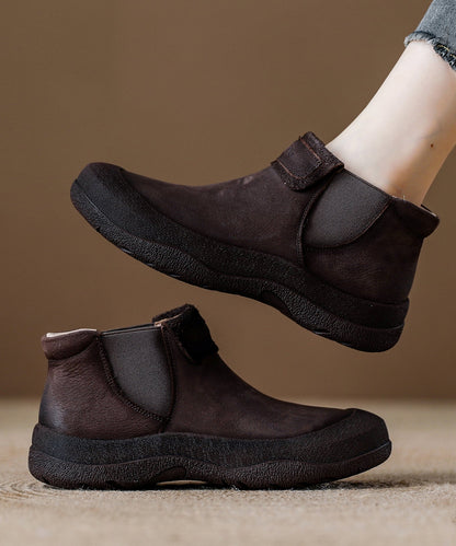 Botas cómodas de piel de vacuno con plataforma roja