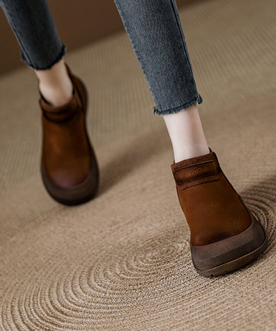 Botas cómodas de piel de vacuno con plataforma roja