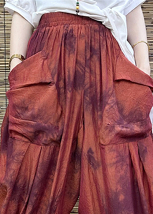 Pantalones cortos de pierna ancha con cintura elástica y estampado rojo