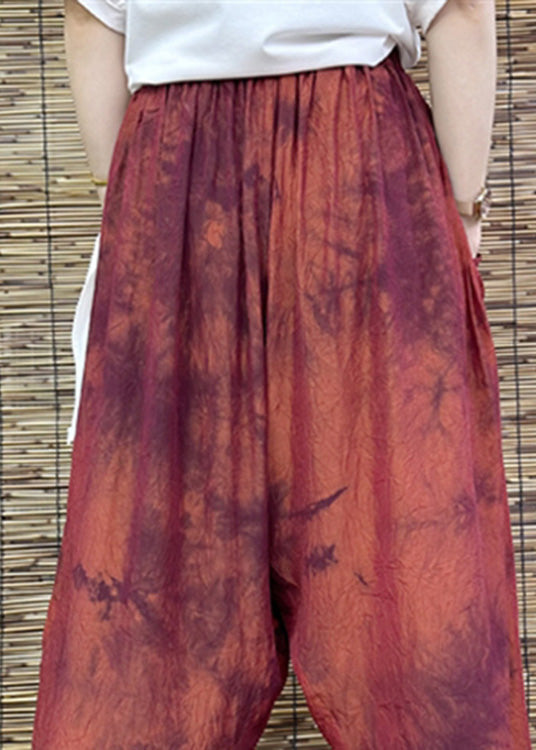 Pantalones cortos de pierna ancha con cintura elástica y estampado rojo