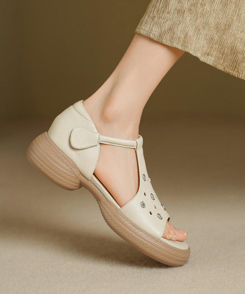 Red Sandals Platform Sheepskin Elegant Hollow Out Sandals