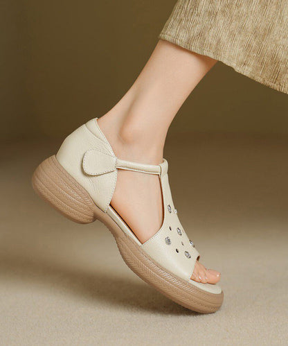 Red Sandals Platform Sheepskin Elegant Hollow Out Sandals