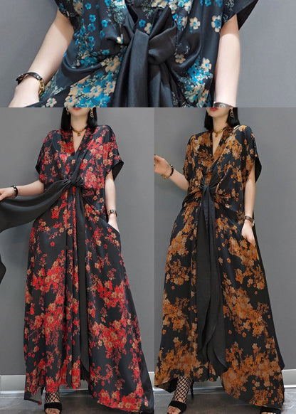 Rote Seide Party a Linie Röcke V-Ausschnitt Frühling