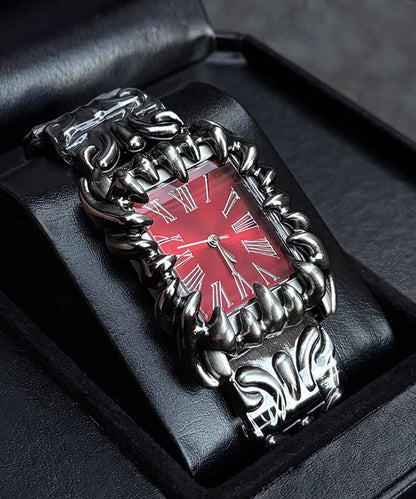 Red Stainless Steel Waterproof Machinery Men Watches