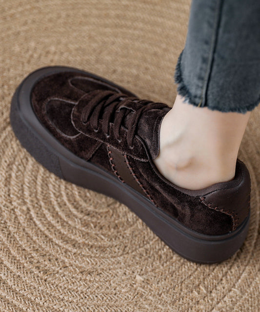 Rote Wildleder-Schnürschuhe für Damen mit Plattfüßen