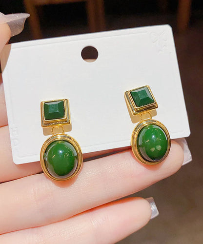 Pendientes geométricos con gotas de aceite de oro de 14 quilates y cobre negro dorado