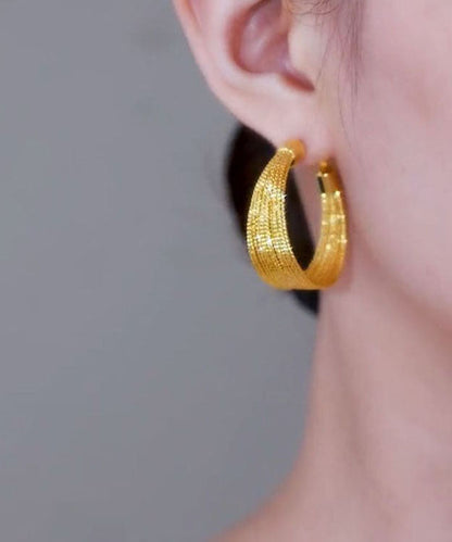 Regular Gold Alloy C Type Hoop Earrings